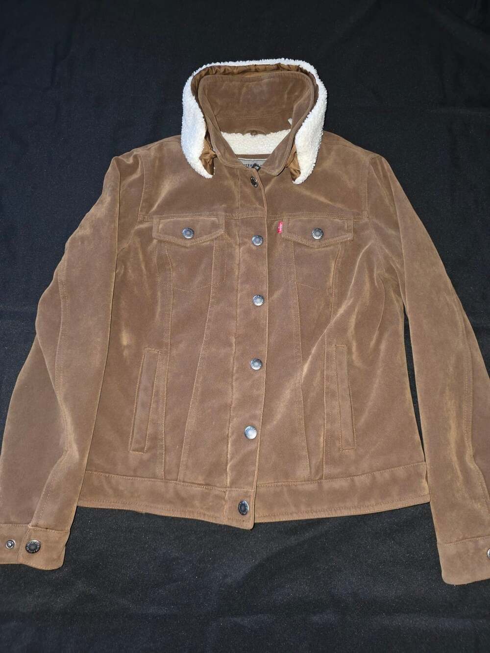 Levi Strauss & Co Brown Suede Sherpa Lined Trucker Jacket Size CH
